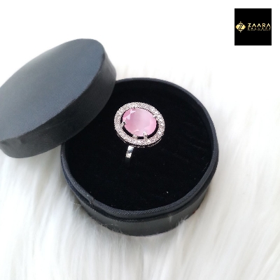 Picture of Diamond Cut AD Stone Silver Color Finger Ring (Imported) for Women & Girls With Free Box - 1 Piece (M-DCFR22025) - Rings