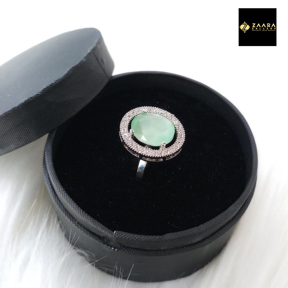 Picture of Diamond Cut AD Stone Silver Color Finger Ring (Imported) for Women & Girls With Free Box - 1 Piece (M-DCFR22025) - Rings