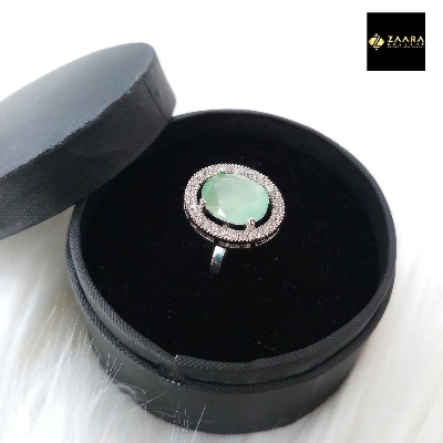 Picture of Diamond Cut AD Stone Silver Color Finger Ring (Imported) for Women & Girls With Free Box - 1 Piece (M-DCFR22025) - Rings