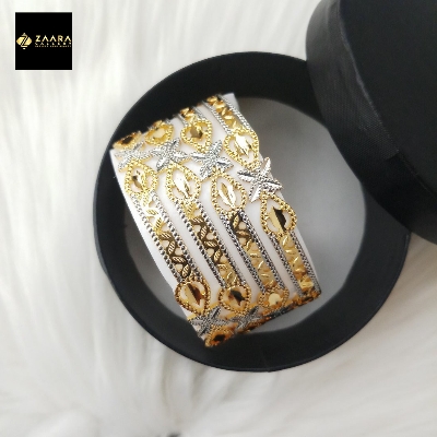 Picture of City Gold Bangles/ Gold Plated & Silver Plated Two-Tone Color Laser Cut Bangles For Women - 4 Pieces Top Quality Color Grade-1 (Imported) M-CT7053 - Bangles