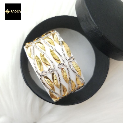 Picture of City Gold Bangles/ Gold Plated & Silver Plated Two-Tone Color Laser Cut Bangles For Women - 4 Pieces Top Quality Color Grade-1 (Imported) M-CT7055 - Bangles