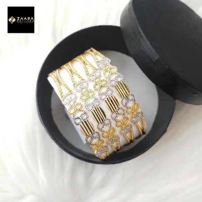Picture of City Gold Bangles/ Gold Plated & Silver Plated Two-Tone Color Laser Cut Bangles For Women - 4 Pieces Top Quality Color Grade-1 (Imported) M-CT7056 - Bangles