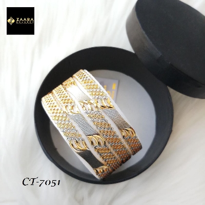 Picture of City Gold Bangles/ Gold Plated & Silver Plated Two-Tone Color Laser Cut Bangles For Women - 4 Pieces Top Quality Color Grade-1 (Imported) M-CT7050ALL - Bangles