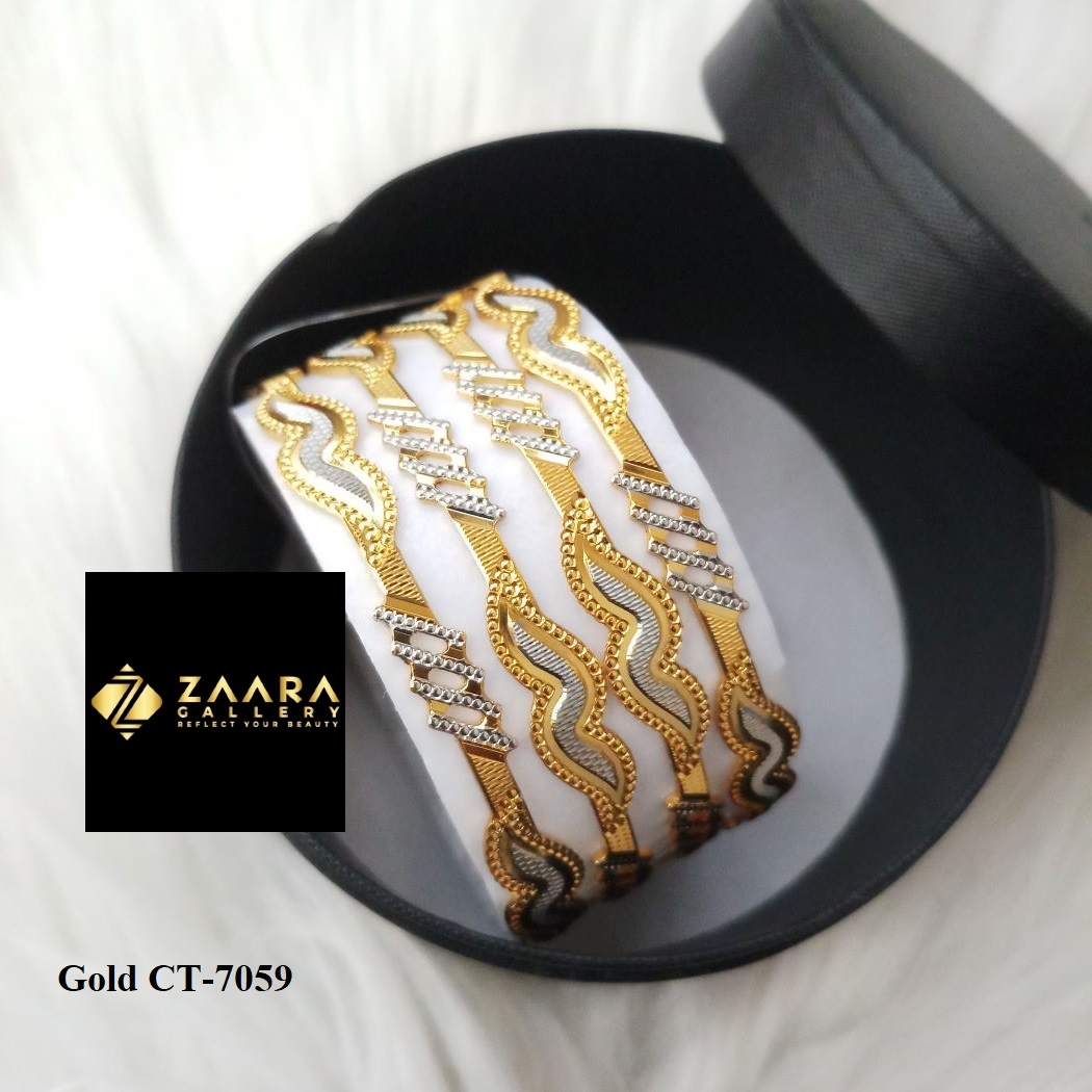 Picture of City Gold Bangles/ Gold Plated & Silver Plated Two-Tone Color Laser Cut Bangles For Women - 4 Pieces Top Quality Color Grade-1 (Imported) M-CT7050ALL - Bangles