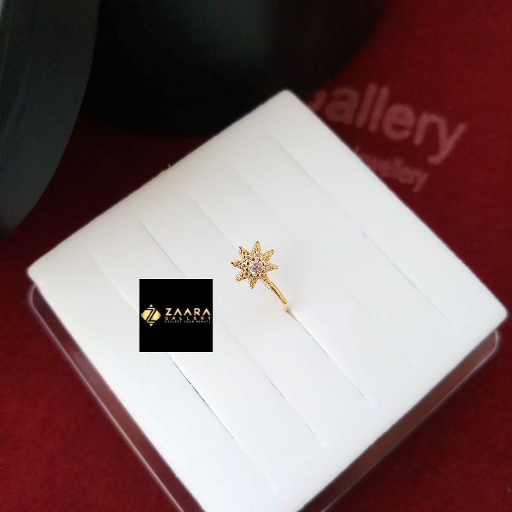 Picture of Stone Golden & Silver Without Piercing Nose Pin/ Ring (Small) for Girls & Women (Imported) - 1 Piece M-DCNP112 - Nose Pin