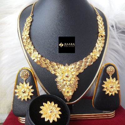 Picture of Forming Gold Plated 1.5 Gram Gold Color Polish Bridal Necklace Earrings Set For Women (Imported) M-GPN404 - Gold Plated Necklace Set for Women - Necklace Earrings Set