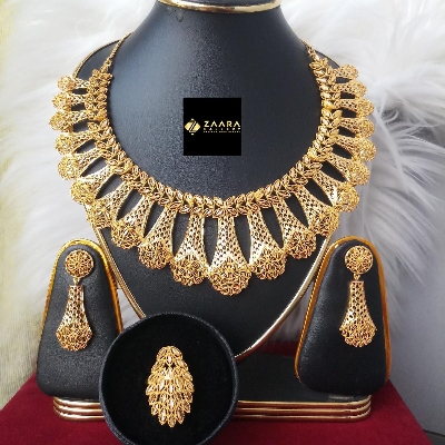 Picture of Forming Gold Plated 1.5 Gram Gold Color Polish Bridal Necklace Earrings Set For Women (Imported) M-GPN407 - Gold Plated Necklace Set for Women - Necklace Earrings Set