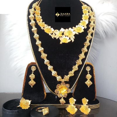 Picture of Forming Gold Plated 1.5 Gram Gold Color Polish Bridal Sita Necklace Set For Women - (Imported) M-GPN410 - Jewellery Set - Necklace Set - Necklace Earrings Rings Set