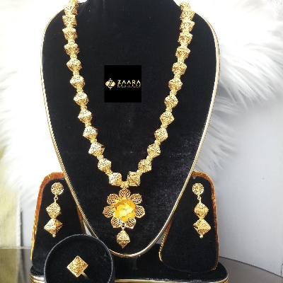 Picture of Forming Gold Plated 1.5 Gram Gold Color Polish Bridal Necklace Earrings Set For Women (Imported) M-GPN408 - Gold Plated Necklace Set for Women - Necklace Earrings Set