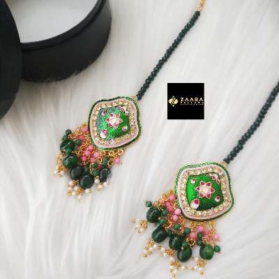 Picture of Jaypuri Meenakari Earrings With Hair Tana (Multicolor) (Imported) M-JME9736M - Earring - Earrings for Women