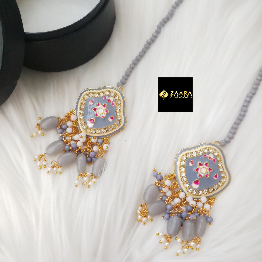 Picture of Jaypuri Meenakari Earrings With Hair Tana (Multicolor) (Imported) M-JME9736M - Earring - Earrings for Women