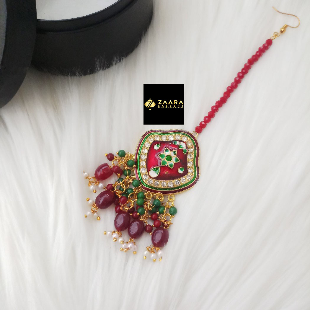 Picture of Jaypuri Meenakari Tikli for Women and Girls (Multicolor) (Imported) M-JMT9721M - Tikli - Tiklee - Tikli for Women - Tikli for Girls