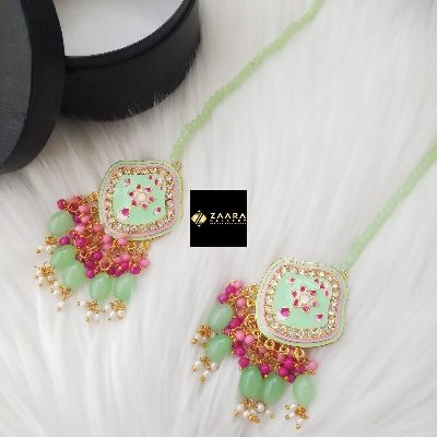 Picture of Jaypuri Meenakari Earrings With Hair Tana (Multicolor) (Imported) 1 Pair M-JME9731MALL - Ear Ring - Earring - Earrings for Women