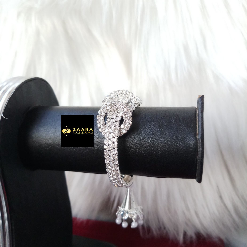 Picture of Stone & White Beads Jhumka Silver Color Kids Bracelet For Girls (Imported) - 1 Piece M-KB7906 - Kids Bracelet