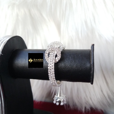 Picture of Stone & White Beads Jhumka Silver Color Kids Bracelet For Girls (Imported) - 1 Piece M-KB7906 - Kids Bracelet