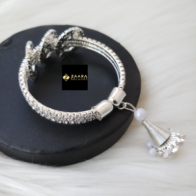 Picture of Stone & White Beads Jhumka Silver Color Kids Bracelet For Girls (Imported) - 1 Piece M-KB7906 - Kids Bracelet