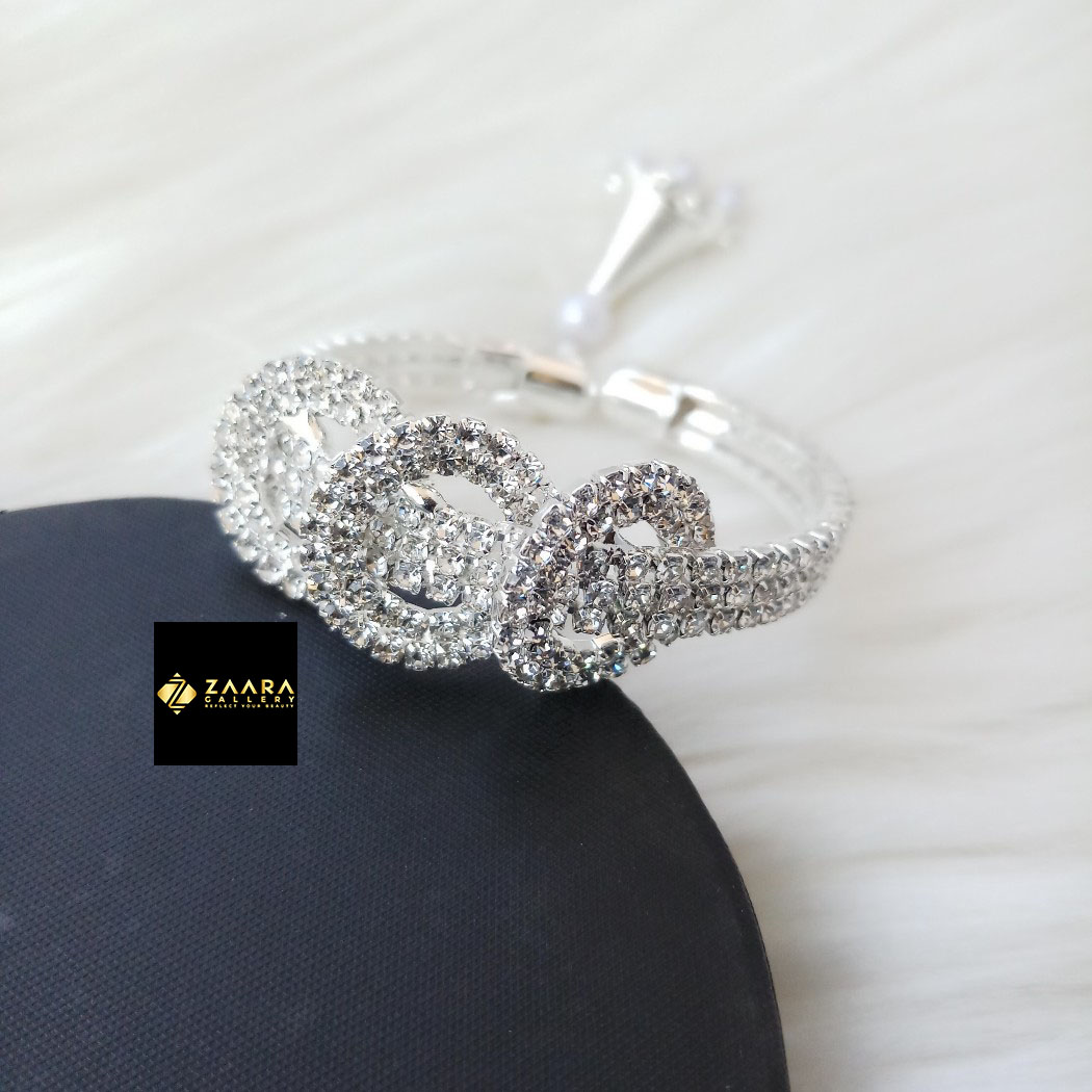 Picture of Stone & White Beads Jhumka Silver Color Kids Bracelet For Girls (Imported) - 1 Piece M-KB7906 - Kids Bracelet