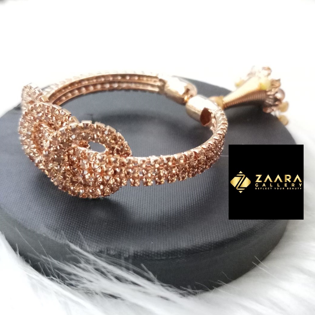 Picture of Stone & White Beads Jhumka Gold Color Kids Bracelet For Girls (Imported) - 1 Piece M-KB7907 - Kids Bracelet