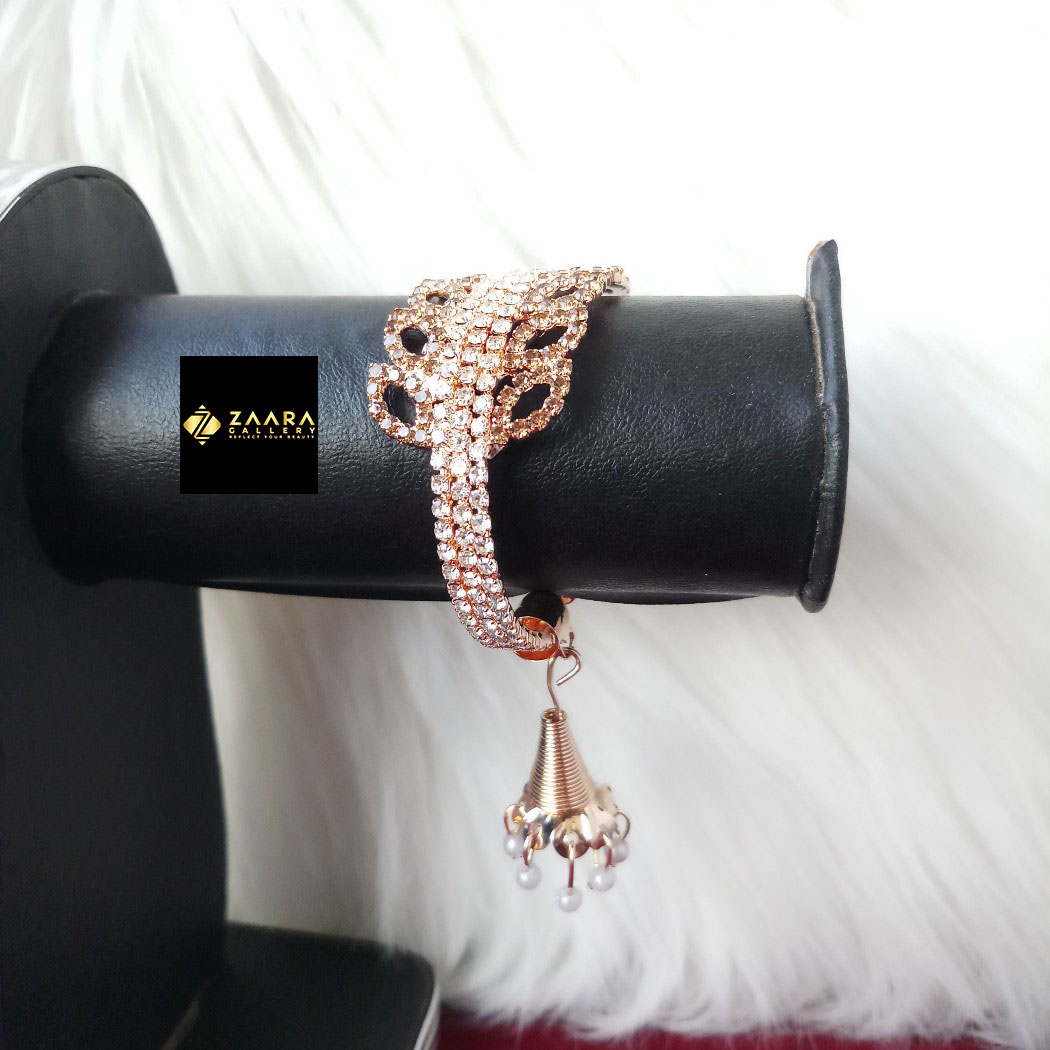 Picture of Stone & White Beads Jhumka Silver & Golden Color Kids Bracelet For Girls - 1 Piece (Imported) Model-KB7911 - Kid's Bracelet