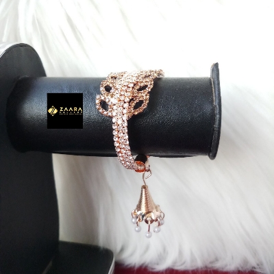 Picture of Stone & White Beads Jhumka Silver & Golden Color Kids Bracelet For Girls - 1 Piece (Imported) Model-KB7911 - Kid's Bracelet