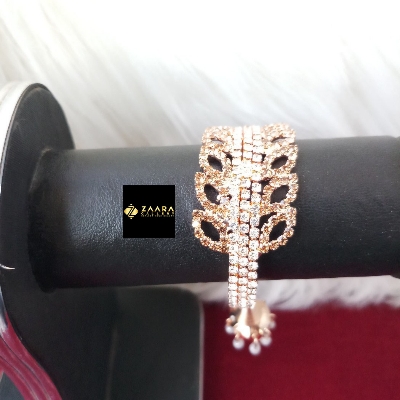 Picture of Stone & White Beads Jhumka Silver & Golden Color Kids Bracelet For Girls - 1 Piece (Imported) Model-KB7911 - Kid's Bracelet