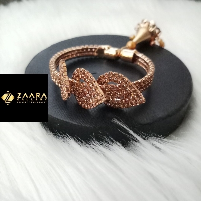 Picture of Stone & White Beads Jhumka Golden Color Kids Bracelet For Girls - 1 Piece (Imported) M-KB7910 - Kid's Bracelet