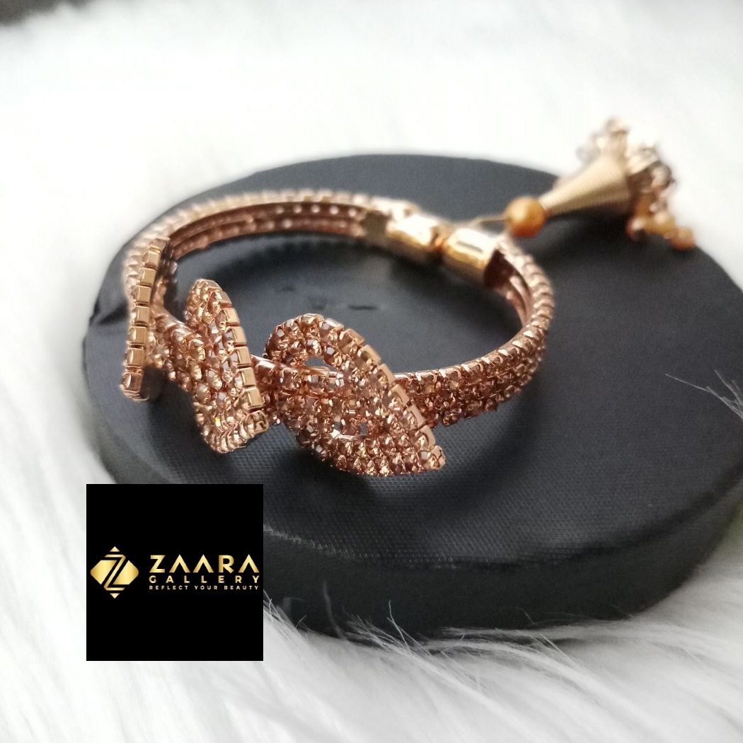 Picture of Stone & White Beads Jhumka Golden Color Kids Bracelet For Girls - 1 Piece (Imported) M-KB7910 - Kid's Bracelet