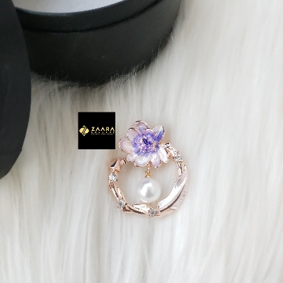 Picture of Stone & Metal Brooch/ Hijab Pin/ Saree Pin for Women (Golden) (Imported) M-BRC-1134 - 1 Piece - Brooch - Brooch for Women - হিজাব পিন