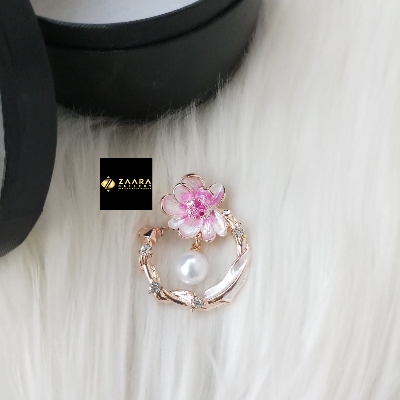 Picture of Stone & Metal Brooch/ Hijab Pin/ Saree Pin for Women (Golden) (Imported) M-BRC-1134 - 1 Piece - Brooch - Brooch for Women - হিজাব পিন