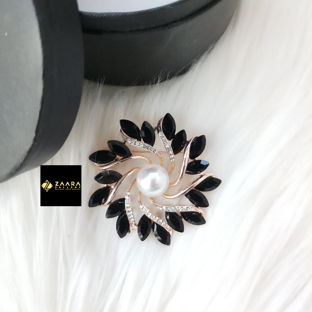 Picture of Stone & Metal Brooch/ Hijab Pin/ Saree Pin for Women (Golden) (Imported) M-BRC-1126 - 1 Piece - Brooch - Brooch for Women - হিজাব পিন