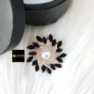 Picture of Stone & Metal Brooch/ Hijab Pin/ Saree Pin for Women (Golden) (Imported) M-BRC-1126 - 1 Piece - Brooch - Brooch for Women - হিজাব পিন