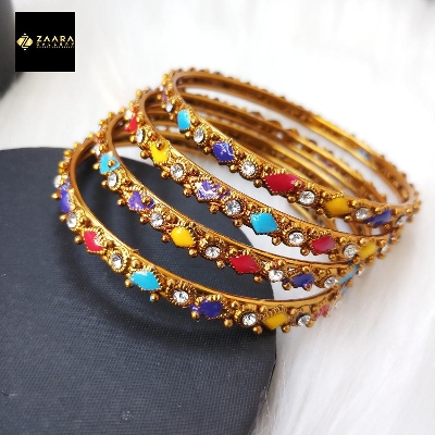 Picture of Multi-color Meenakari Stone Metal Bangles for Women & Girls (Imported)- 4 Pieces M-IMSA2220A - Bangles