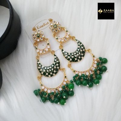 Picture of Jaypuri Meenakari Green Earrings for Women (Imported) - 1 Pair M-JE5602 - Ear Rings - Earrings