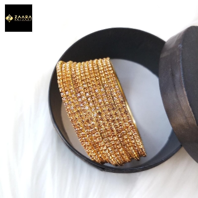 Picture of Golden Stone & Metal Bangles for Women & Girls 12 Pieces (Imported) M-ST2200GOLDLCD - Bangles