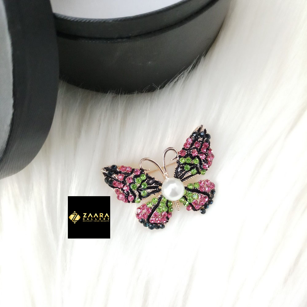 Picture of Stone & Metal Brooch/ Hijab Pin/ Saree Pin for Women (Golden) (Imported) M-BRC-1131 - 1 Piece - Brooch - Brooch for Women - হিজাব পিন