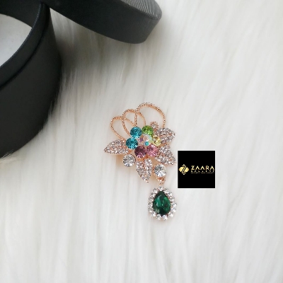Picture of Stone & Metal Brooch/ Hijab Pin/ Saree Pin for Women (Imported) M-BRC-1130- 1 Piece- Brooch - Brooch for Women - হিজাব পিন