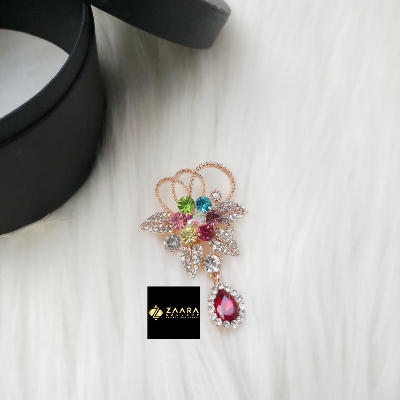Picture of Stone & Metal Brooch/ Hijab Pin/ Saree Pin for Women (Imported) M-BRC-1130- 1 Piece- Brooch - Brooch for Women - হিজাব পিন