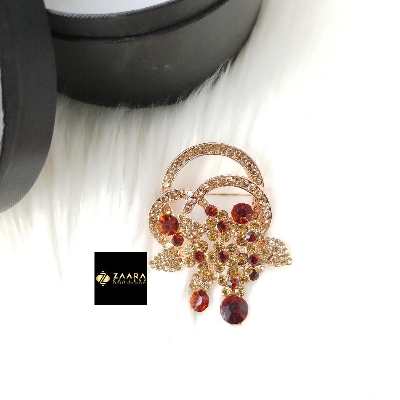 Picture of Stone & Metal Brooch /Hijab Pin/ Saree Pin for Women (Golden) (Imported) M-BRC-1129 - 1 Piece - Brooch - Brooch for Women - হিজাব পিন