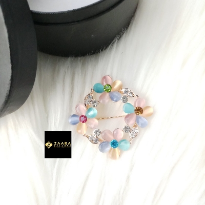 Picture of Stone & Metal Brooch/ Hijab Pin/ Saree Pin for Women (Golden) (Imported) M-BRC-1133 - 1 Piece - Brooch - Brooch for Women - হিজাব পিন