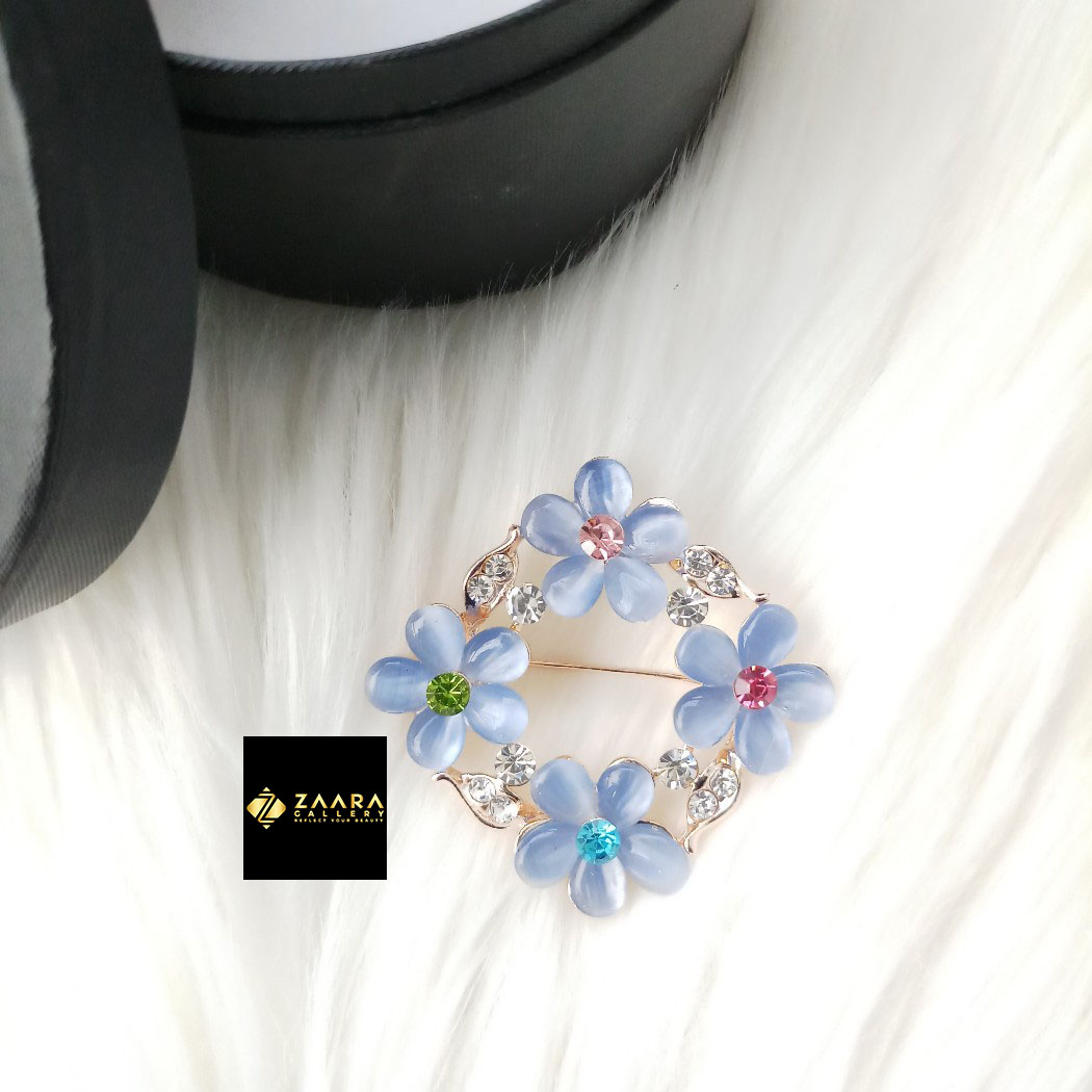 Picture of Stone & Metal Brooch/ Hijab Pin/ Saree Pin for Women (Golden) (Imported) M-BRC-1133 - 1 Piece - Brooch - Brooch for Women - হিজাব পিন