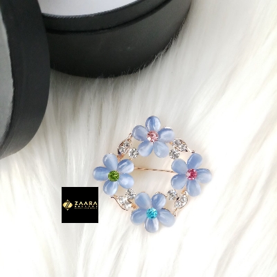 Picture of Stone & Metal Brooch/ Hijab Pin/ Saree Pin for Women (Golden) (Imported) M-BRC-1133 - 1 Piece - Brooch - Brooch for Women - হিজাব পিন