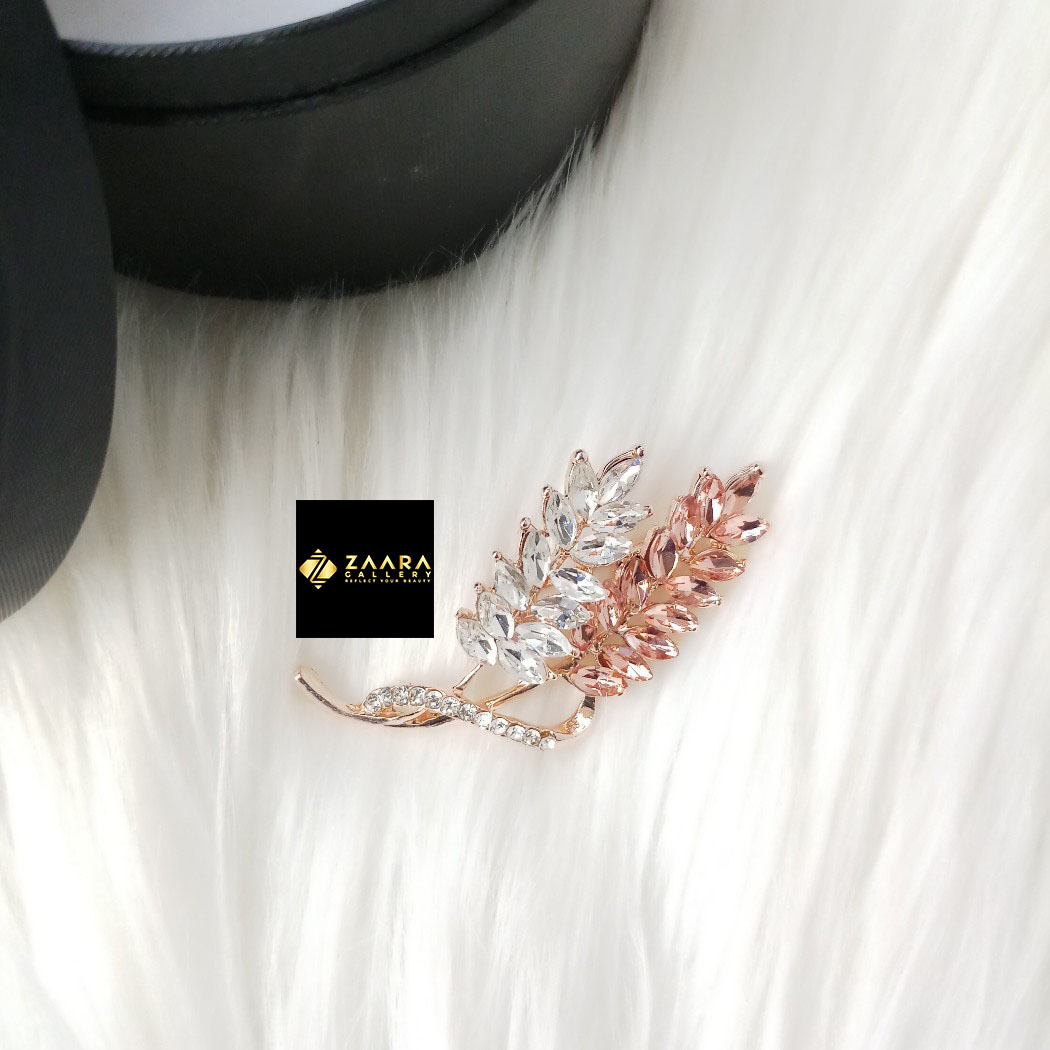 Picture of Stone & Metal Brooch/ Hijab Pin/ Saree Pin for Women (Golden) (Imported) M-BRC-1132 - 1 Piece - Brooch - Brooch for Women - হিজাব পিন