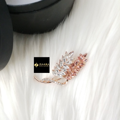 Picture of Stone & Metal Brooch/ Hijab Pin/ Saree Pin for Women (Golden) (Imported) M-BRC-1132 - 1 Piece - Brooch - Brooch for Women - হিজাব পিন