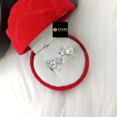 Picture of Diamond Cut Ad Stone Silver  Color Finger Ring (Imported) For Women & Girls With Free Box - 1 Piece (M-Dcfr22029S) - Rings