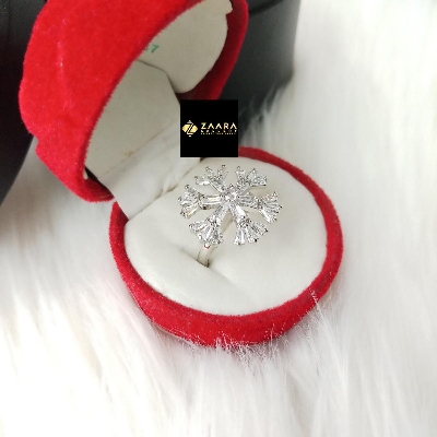 Picture of Diamond Cut Ad Stone Golden &  Silver  Color Finger Ring (Imported) For Women & Girls With Free Box - 1 Piece (M-DCFR22028) - Rings