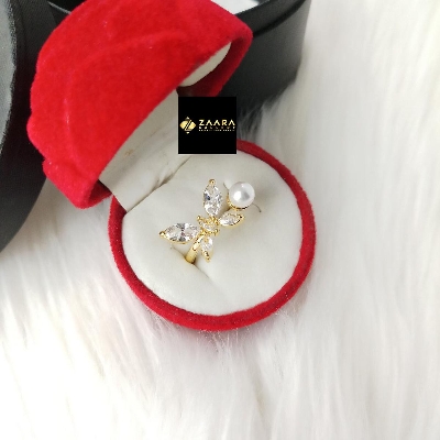 Picture of Diamond Cut Ad Stone Golden & Silver Color Finger Ring (Imported) For Women & Girls With Free Box - 1 Piece (M-Dcfr22029GOLD) - Rings