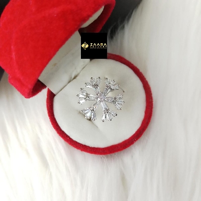 Picture of Diamond Cut Ad Stone Silver Color Finger Ring (Imported) For Women & Girls With Free Box - 1 Piece (M-DCFR22028S) - Rings