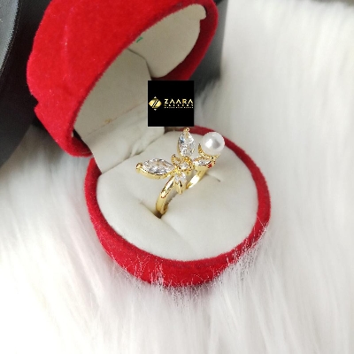 Picture of Diamond Cut Ad Stone Golden &  Silver  Color Finger Ring (Imported) For Women & Girls With Free box - 1 Piece (M-Dcfr22029)  - Rings
