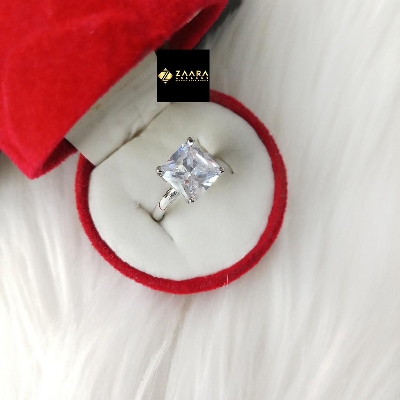 Picture of Diamond Cut Ad Stone Golden &  Silver  Color Finger Ring (Imported) For Women & Girls With Free Box - 1 Piece (M-Dcfr22030) - Rings