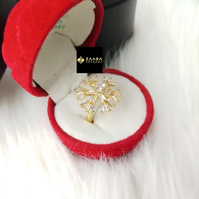 Picture of Diamond Cut AD Stone Golden Color Finger Ring for Women & Girls With Free Box (Imported) 1 Piece (M-DCFR22028G) - Rings
